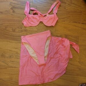 J.Crew Pink Women's Bikini Sarong Set 36B/XS/S
